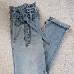 Light Blue Jeans With Ruffle Waist